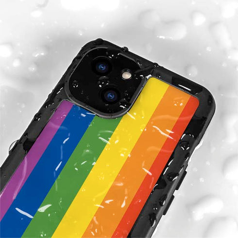 Vertical Rainbow Flag iPhone 15 Plus Waterproof Case